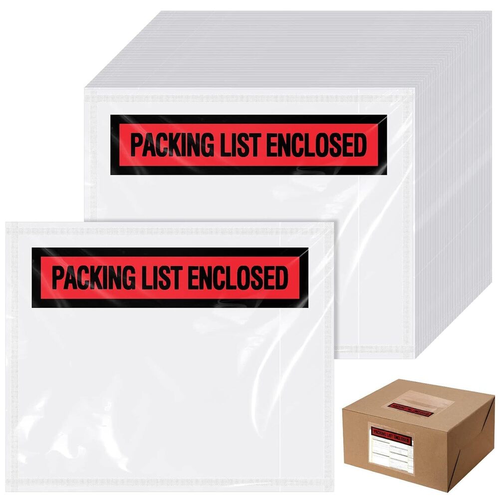 1000 Pcs Packing Slip Envelope Pouches Clear Self Adhesive Shipping Label